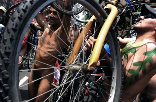 PERU - CYCLISTS - PROTEST - NAKED