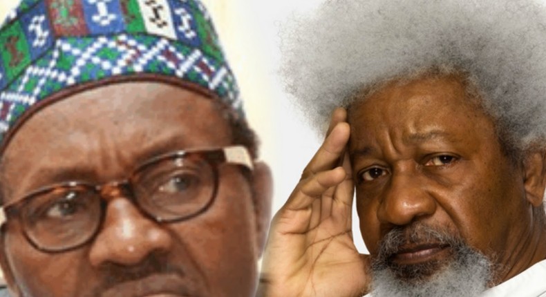 President Muhammadu Buhari pictured with Nobel Laureate, Wole Soyinka