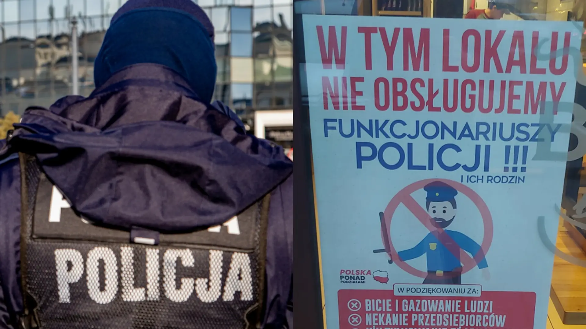 "W tym lokalu nie obsługujemy policji". Plakat na drzwiach restauracji wywołał burzę w internecie