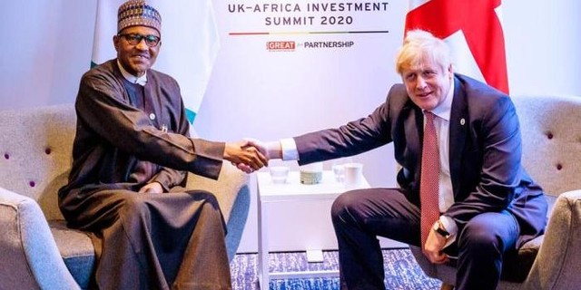 President Muhammadu Buhari (L) and UK PM Boris Johnson (PM News)