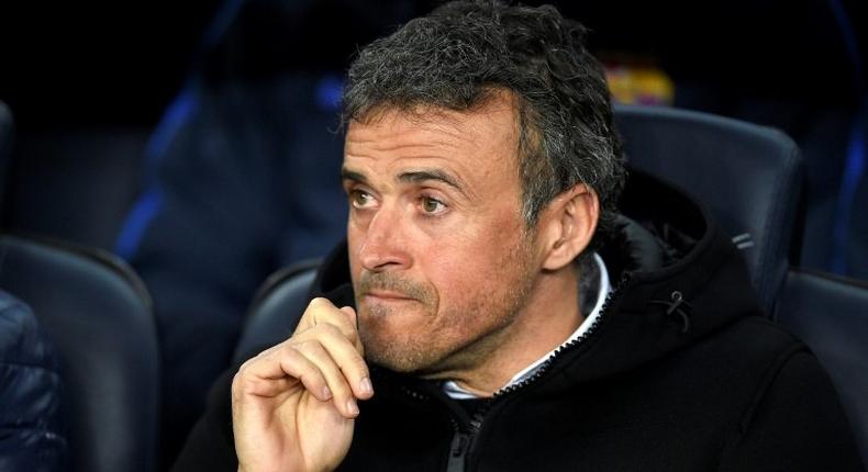 Barcelona's coach Luis Enrique looks on before their match against Real Sporting de Gijon at the Camp Nou stadium in Barcelona on March 1, 2017