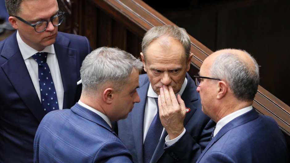 Szymon Hołownia, Krzysztof Gawkowski, Donald Tusk i Włodzimierz Czarzasty