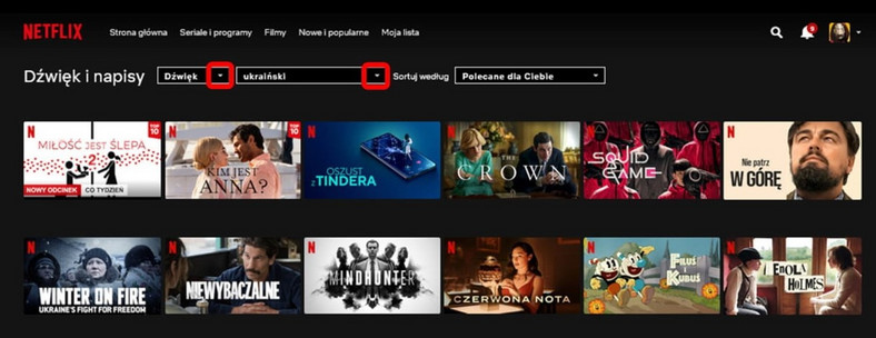 Jak wyszukiwać treści po ukraińsku na Netfliksie?