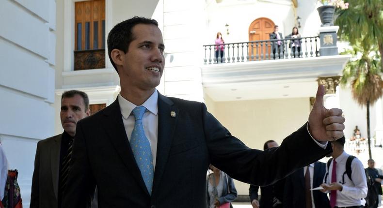 The president of Venezuela's opposition-led National Assembly, Juan Guaido, was briefly detained after his car was stopped on a highway