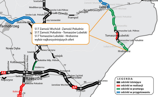 Droga S17, która docelowo połączy Warszawę z przejściem granicznym Hrebenne zyska trzy nowe odcinki. GDDKiA wyłoniła wykonawców, którzy podejmą się realizacji 48,5 km drogi za łączną kwotę 822,4 mln zł
