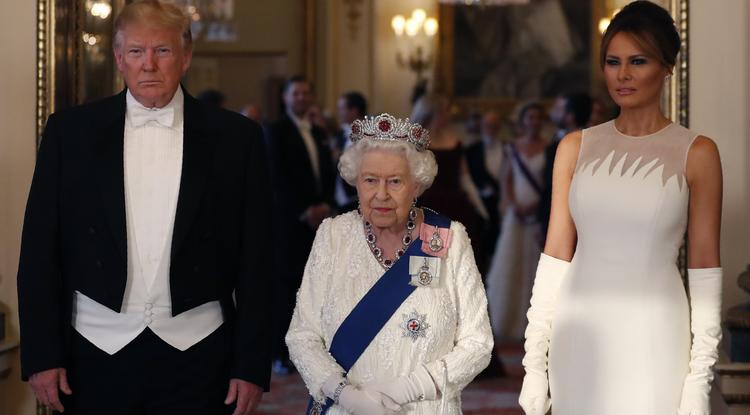 Donald Trump és Melania Trump Erzsébet királynővel 2019-ben Fotó: Getty Images