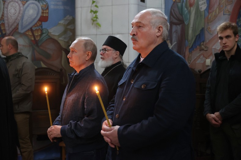 Prezydent Rosji Władimir Putin i prezydent Białorusi Aleksander Łukaszenko