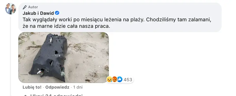 Worki po miesiącu leżenia na plaży