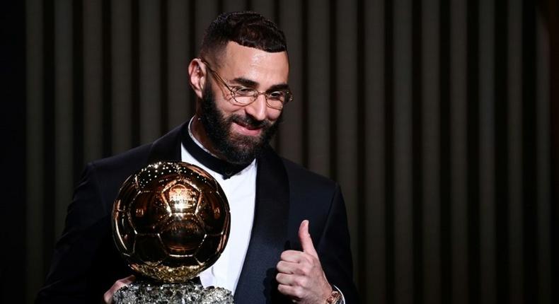 Karim Benzema élu Ballon d'Or de l'année 2022 à Paris, le 17 octobre 2022 AFP