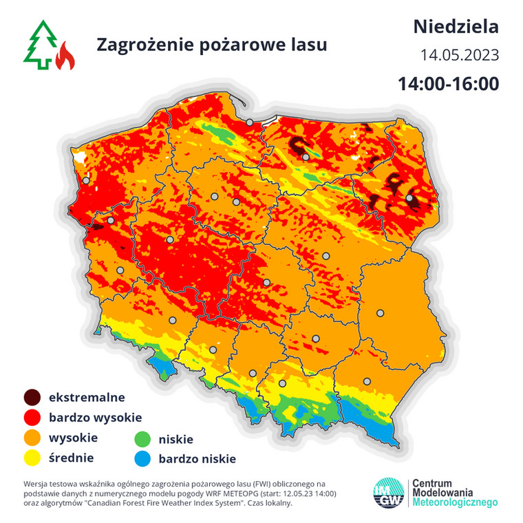 W lasach większości Polski będzie się utrzymywało w weekend wysokie i bardzo wysokie zagrożenie pożarowe