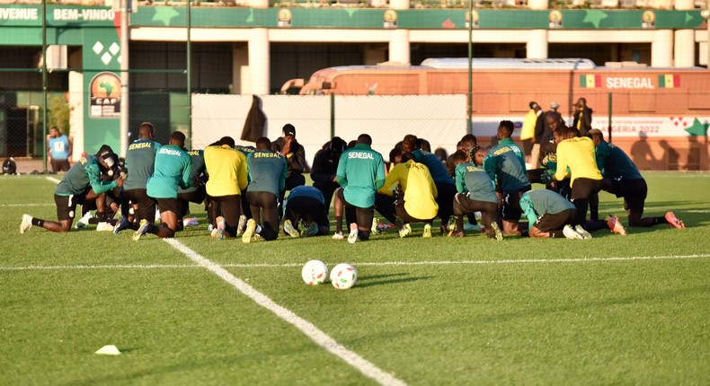 Dernière séance d'entraînement des Lions locaux avant d'affronter le Madascar en demi-finale du CHAN 2022, le 30 janvier 2023 © FSF