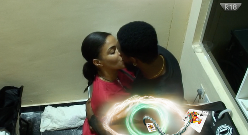 Adekunle and Venita share their first kiss on 'BBNaija All Stars' [Twitter/BBNaija]