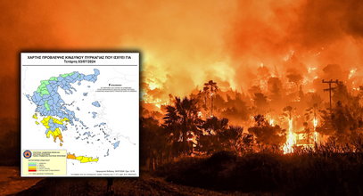 Greckie wyspy płoną. Gdzie są największe zagrożenia pożarowe? Mapa