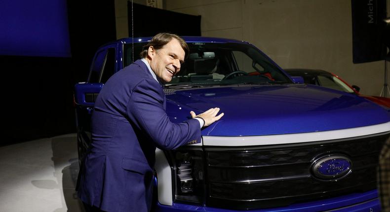 Ford boss Jim Farley told investors he is thankful the company invested in its hybrid lineup. Bill Pugliano/Getty Images