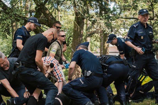 Protest aktywistów klimatycznych pod Ministerstwem Środowiska i Klimatu, Warszawa, 14 lipca 2023 r.