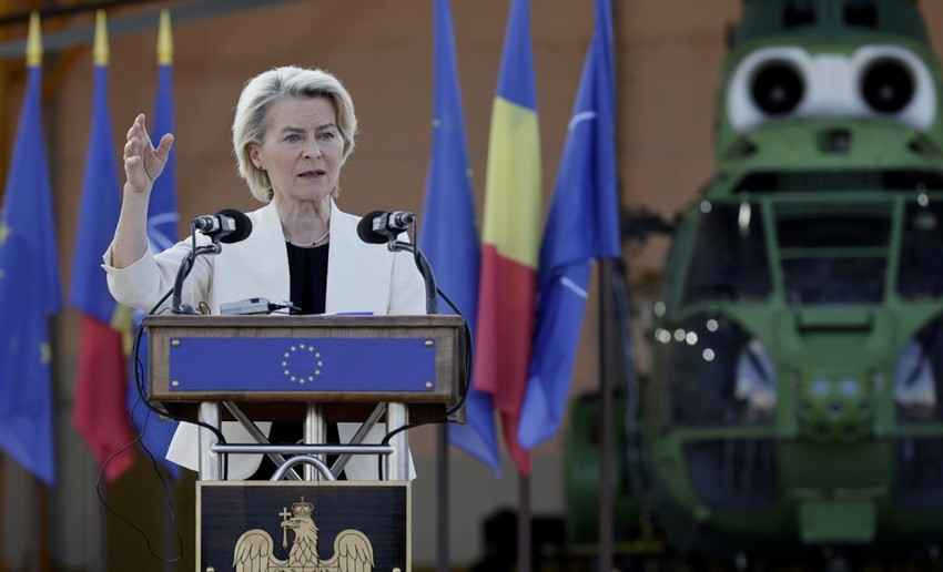 Predsednica EK Ursula fon der Lajen u bazi Mihail Kogalničanu u Rumuniji 1. septembra 2025.