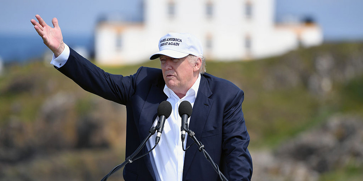 Presumptive Republican presidential nominee Donald Trump in Ayr, Scotland.