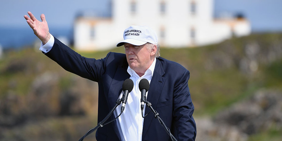 Presumptive Republican presidential nominee Donald Trump in Ayr, Scotland.