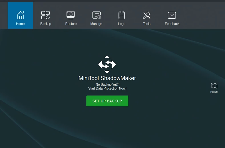 Główne okno programu do tworzenia i przywracania backupów - MiniTool ShadowMaker Pro