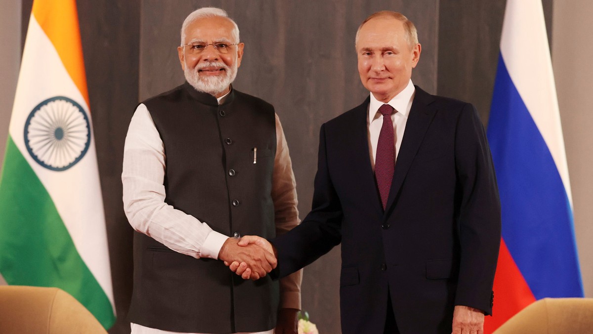 Indyjski premier Narendra Modi i prezydent Federacji Rosyjskiej Władimir Putin.