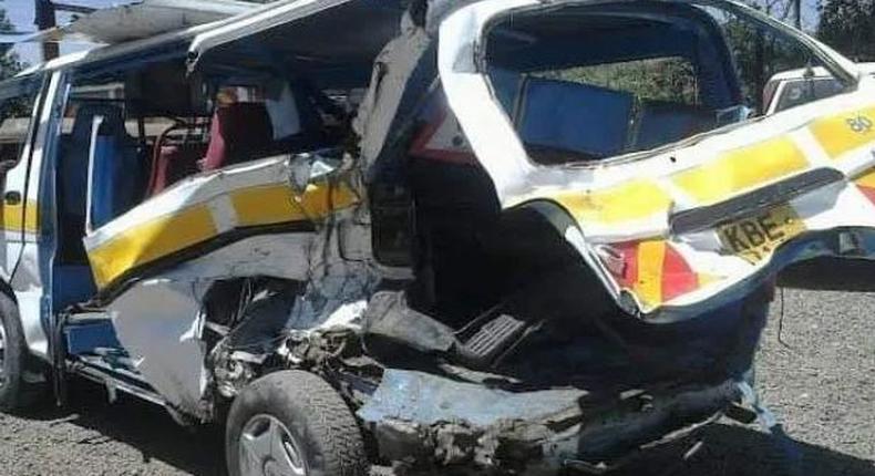 14-seater matatu that got involved in an accident on Saturday, June 4.