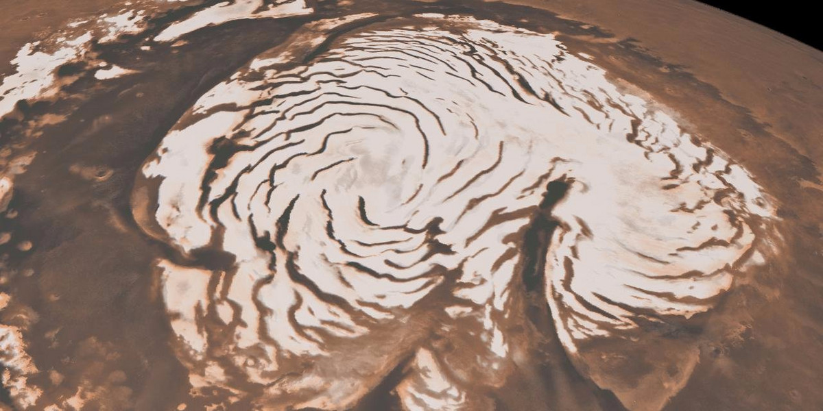 Jedna z czap lodowych na powierzchni Marsa