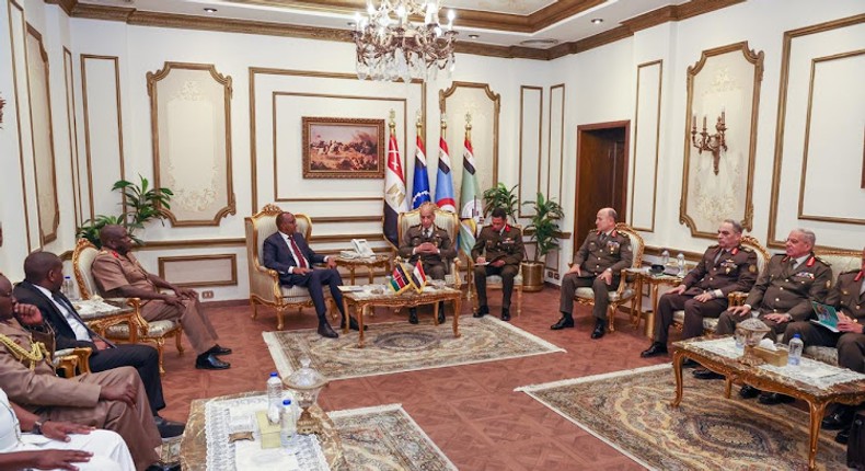 Defense CS Aden Duale with his Egyptian counterpart General Mohammed Zaki and other officials from both countries during a meeting in Egypt on March 6, 2024                                                                                                     Image: ADEN DUALE/X