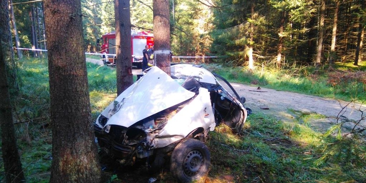 Tragiczny wypadek na Podlasiu. Osobówka wjechała z impetem w drzewo