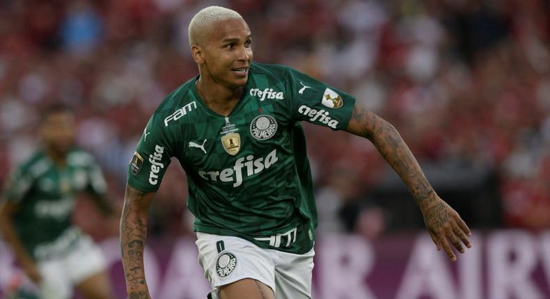 Palmeiras' Deyverson celebrates after scoring against Flamengo in the Copa Libertadores final Creator: Juan Mabromata