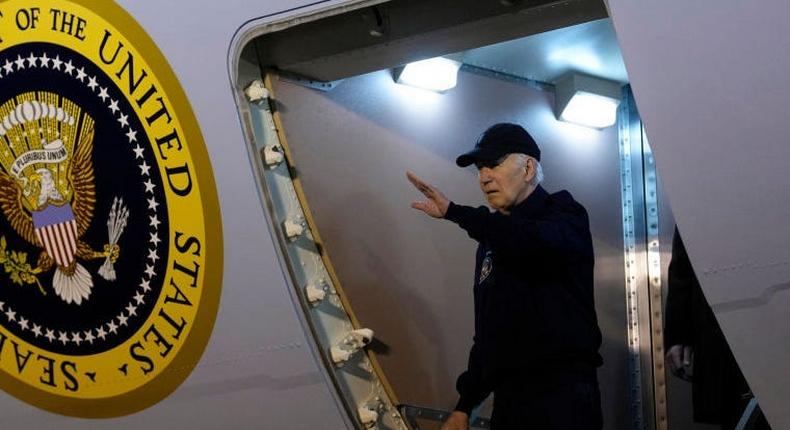 Joe Biden steps off of Air Force One in his last public appearance before announcing he was withdrawing his 2024 candidacy.KENT NISHIMURA via Getty Images