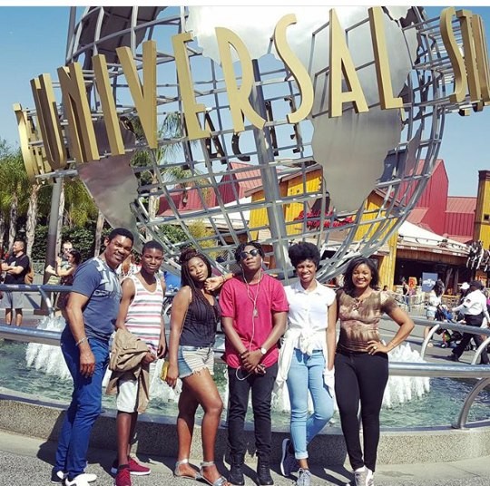 Omotola Jalade-Ekeinde and family at Universal studios 