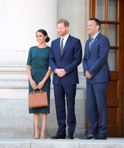 Księżna Meghan i książę Harry oraz premier Irlandii Leo Varadkar