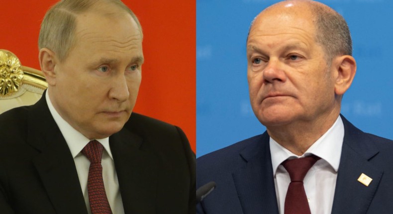 Russian President Vladimir Putin and German Chancellor Olaf Scholz.