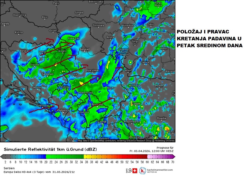 Padavine u petak tokom dana