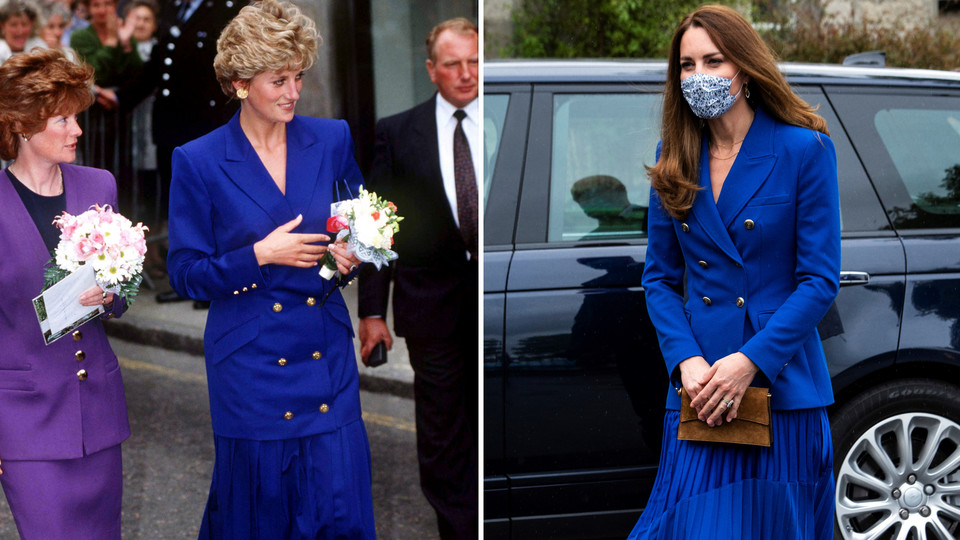 Diana w 1992 r. i Kate w 2021 r. 