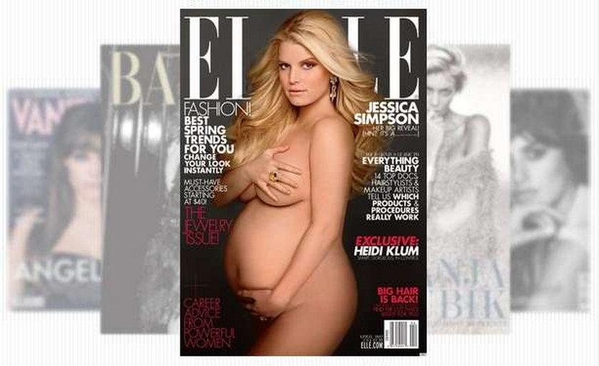 Jessica Simpson w ciąży Elle okładka