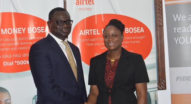 Dr. William Derban-Director for Inclusive Banking & CSR at Fidelity Bank and Rosy Fynn, Marketing Director-Airtel Ghana at the launch.