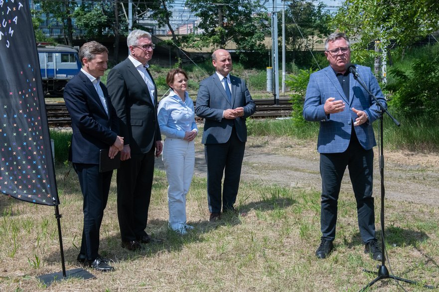 (od lewej) Przemysław Kieliszewski, Jacek Jaśkowiak, Jadwiga Emilewicz, Szymon Szynkowski vel Sęk oraz Jan Grabkowski.