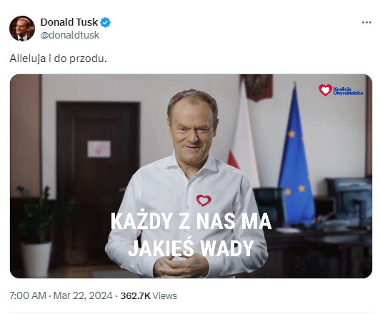 Donald Tusk w spocie "na 100 dni"