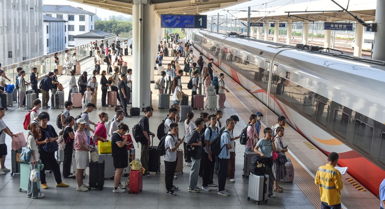 Passengers should allow those exiting the train to do so first before getting in themselves.Costfoto/NurPhoto via Getty Images