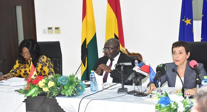 Head of Delegation of the EU to Ghana, Ambassador Diana Acconcia (right)