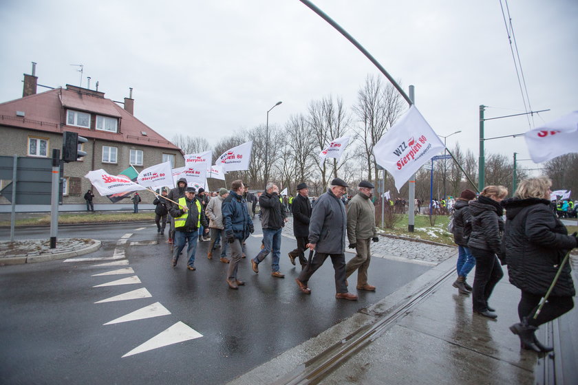 Demonstracja na rondzie w Zabrzu