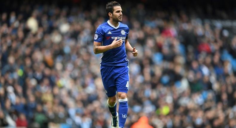 Chelsea's Cesc Fabregas in action during a Premier League match against Manchester City at the Etihad Stadium on December 3, 2016