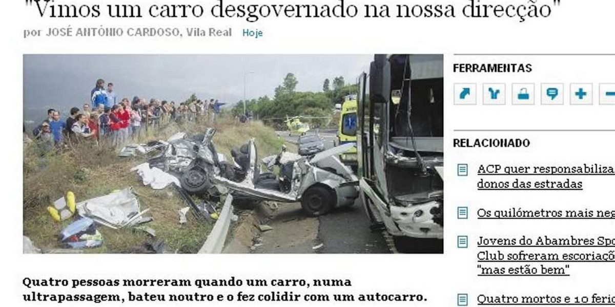 wypadek, portugalia