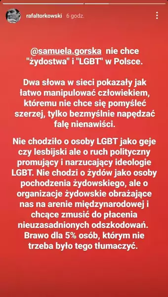 Rafał Torkowski broni swojej dziewczyny Samueli Górskiej / instagram @rafaltorkowski