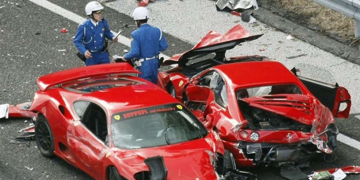 japonia, wypadek, ferrari