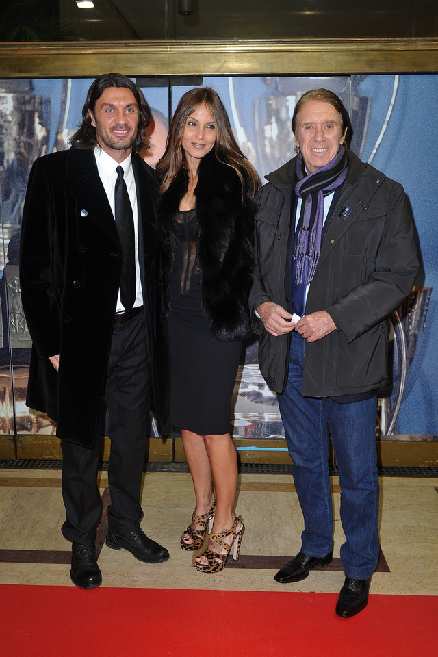 Paolo Maldini z żoną Adrianą i ojcem Cesare Maldinim