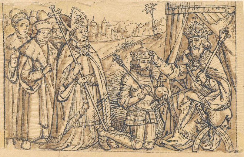 „Koronacja Bolesława Chrobrego”, drzeworyt z „Kroniki Polskiej” z 1521 r.