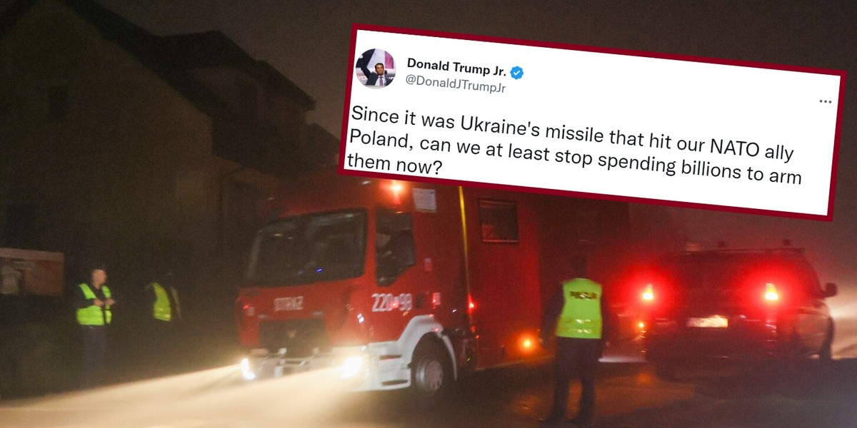 Syn Donalda Trumpa reaguje na wybuch w Przewodowie. "Skoro to ukraińska rakieta..." (Screen: Twitter/DonaldJTrumpJr)