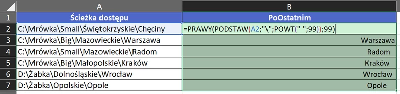 4.31  Wyciągnięte 99 znaków od prawej strony po podstawieniu ciągu spacji w miejsce ograniczników